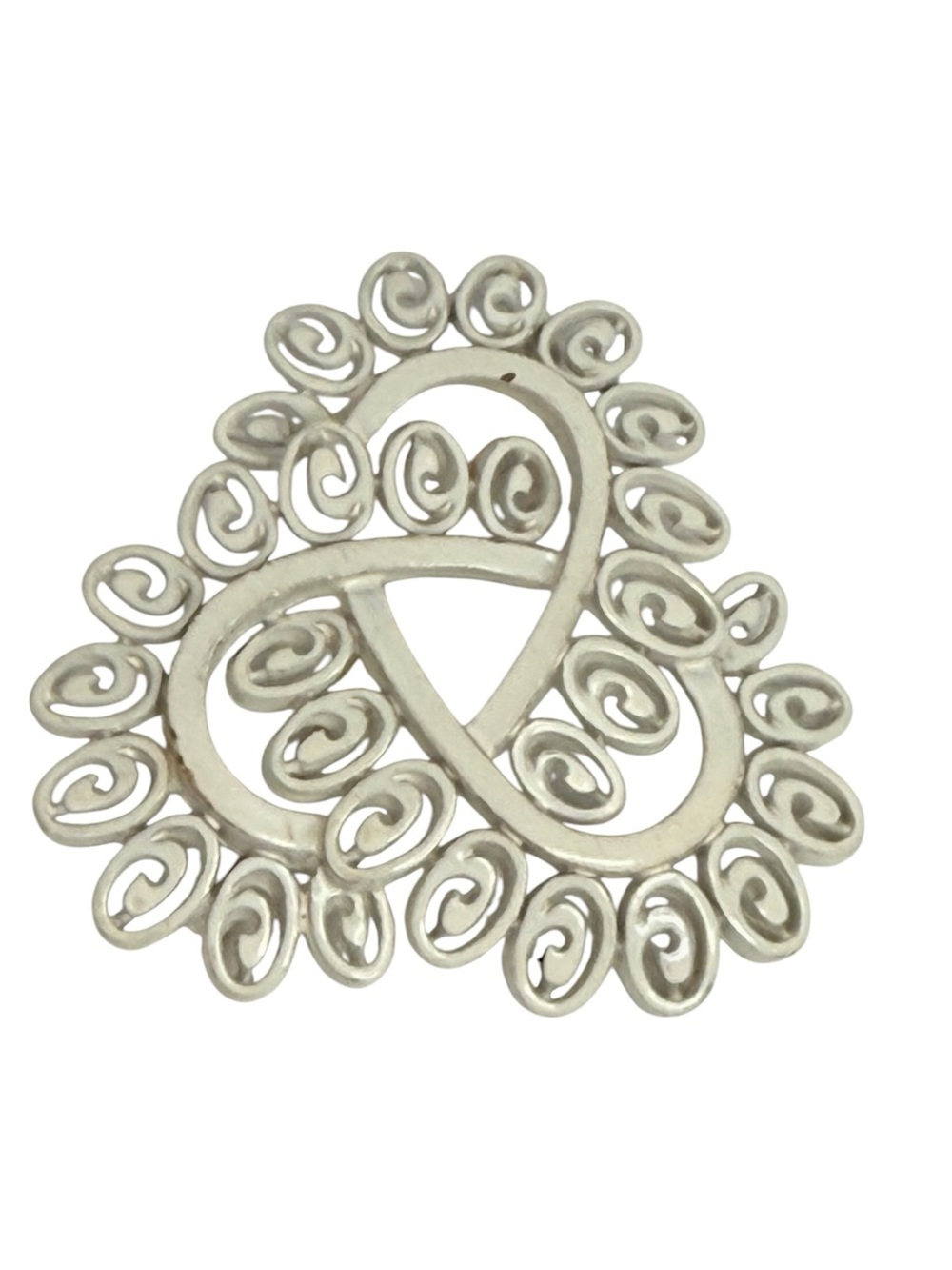Crown Trifari vintage white enamel trifecta  filigree pin brooch 60s